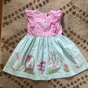 EUC Eleanor Rose Pink Gingham and mint Bunny Dress size 4/5